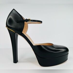 Gucci Plato Malaga Leather Platform Mary Jane Marmont Double G Pumps EU 39.5